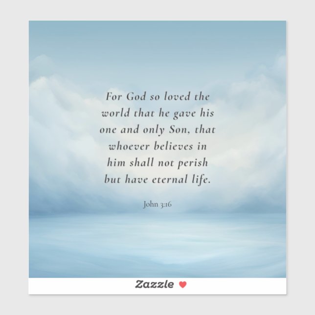 John 3:16 Bible Verse Image Aufkleber (Blatt)
