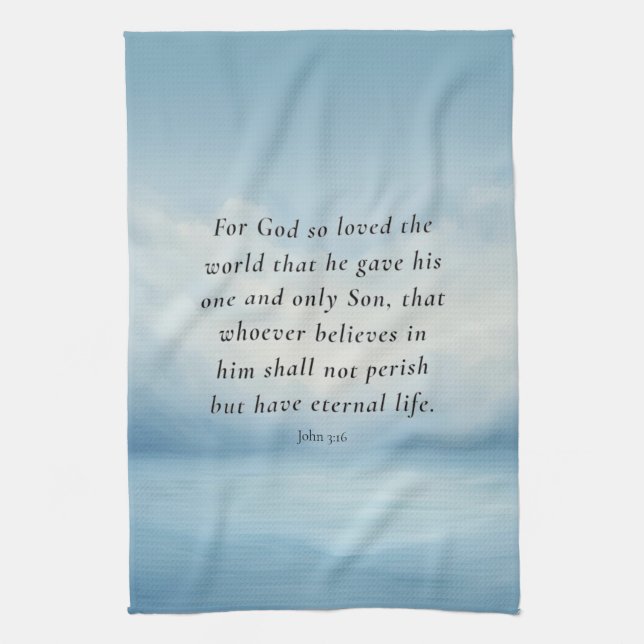 John 3:16 Bible Verse Image Geschirrtuch (Vertikal)