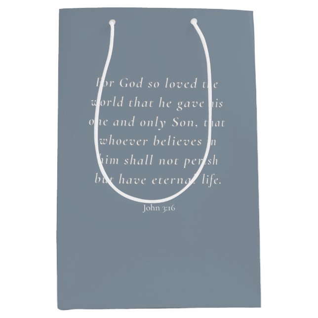 John 3:16 Bible Verse Image Mittlere Geschenktüte (Vorderseite)