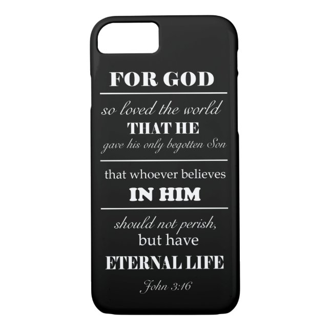 John 3:16 Bible Verse iPhone 7 Fall Schwarz-weiß Case-Mate iPhone Hülle (Rückseite)