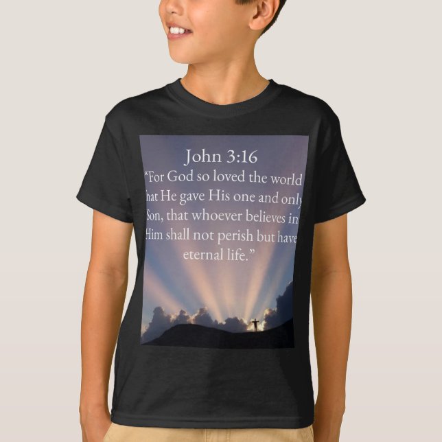 John 3:16 Bible Verse Kid's Tee Shirt (Vorderseite)