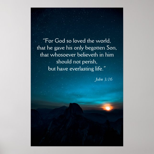 John 3:16 Bible Verse Night Blue Sky Poster (Vorne)