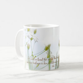 John 3:16 Bible Verse White Floral Beauty Kaffeetasse