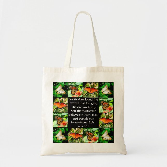 JOHN 3:16 BUTTERFLY-DESIGN TRAGETASCHE (Vorne)