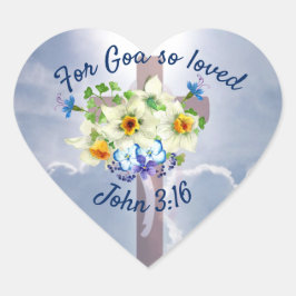 John-3:16, christliche Religion, Kreuz in den Herz-Aufkleber