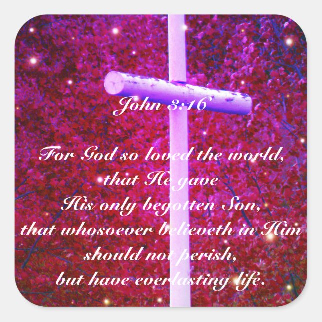 John 3:16 Christlicher Kreuzkleber Quadratischer Aufkleber (Vorderseite)