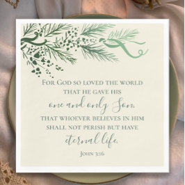 John 3:16 Custom Modern Sage Greenery Weihnachten Serviette