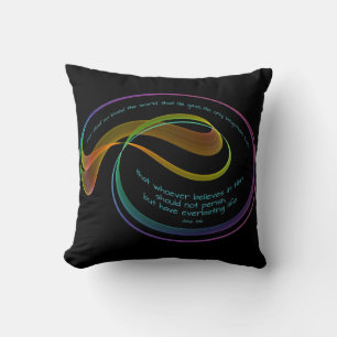 John 3:16 Denn Gott so liebte Regenbogen-Fraktal s Kissen