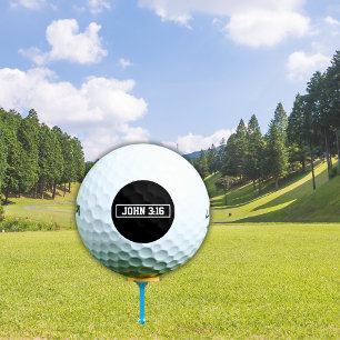 John 3:16 Einfache moderne Schwarz-Weiß-Christlich Golfball