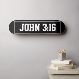 John 3:16 Einfache moderne Schwarz-Weiß-Christlich Skateboard