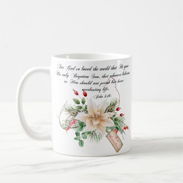 John 3:16 - Frohe Weihnachtsschrift Bloral Kaffeetasse (Links)