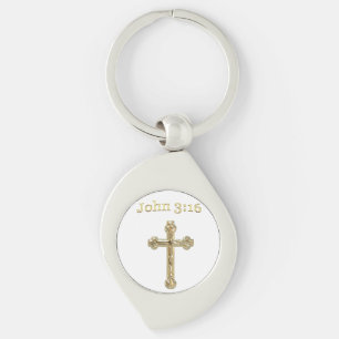 John 3:16 Goldkreuz Schlüsselanhänger
