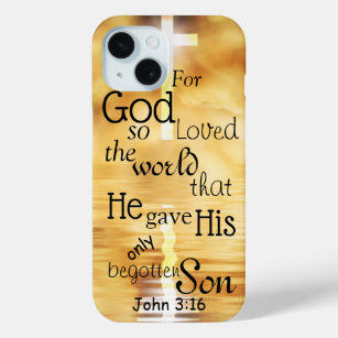 John 3 16 Gott liebte das World Bible Verse Case-Mate iPhone Hülle