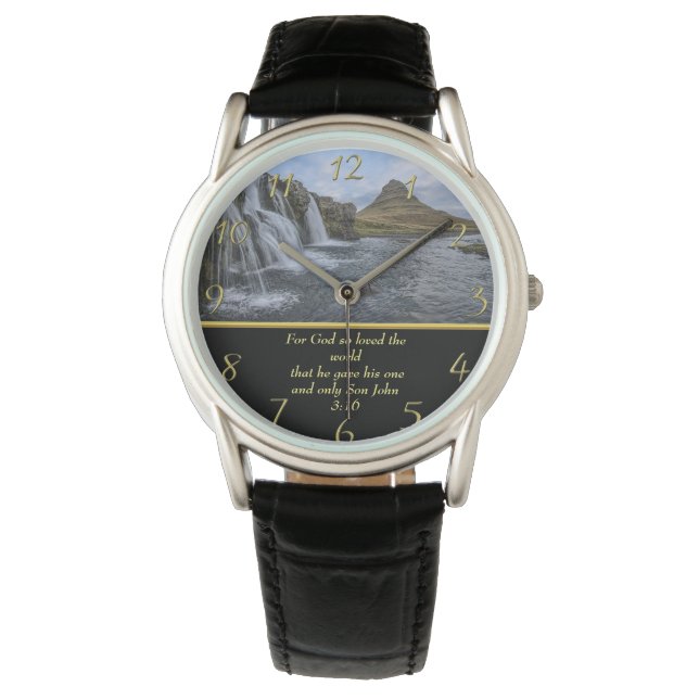 John 3:16 Gott so geliebt Armbanduhr (Vorderseite)