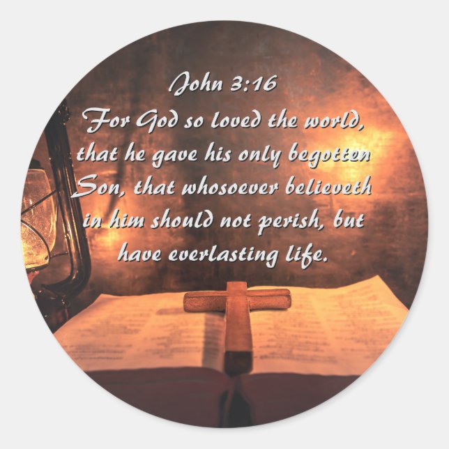 John 3:16 Gott so liebte die Welt, Laterne Runder Aufkleber (Vorderseite)