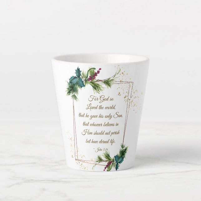 John 3:16 Gott so liebte die Welt Weihnachten Milchtasse (Vorderseite)