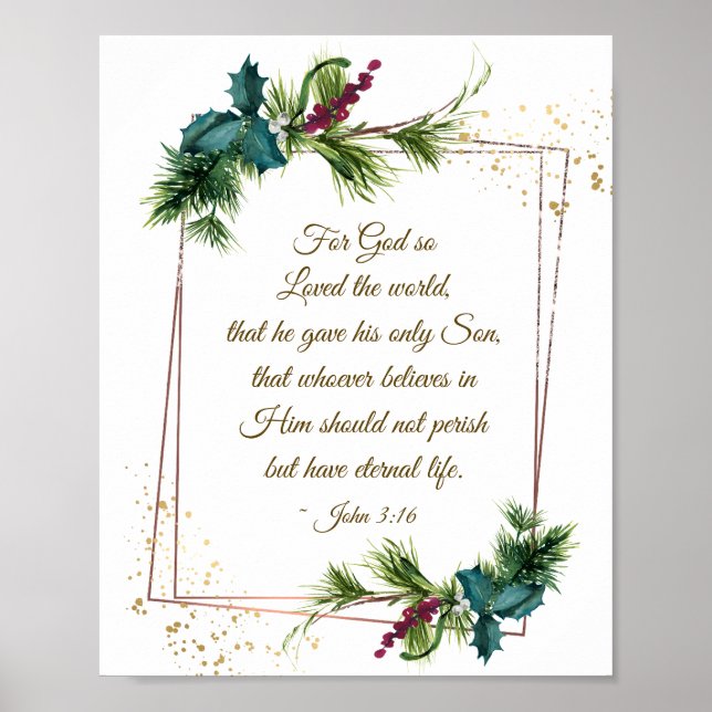 John 3:16 Gott so liebte die Welt Weihnachten Poster (Vorne)