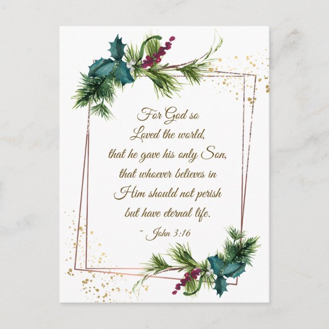 John 3:16 Gott so liebte die Welt Weihnachten Postkarte (Vorderseite)