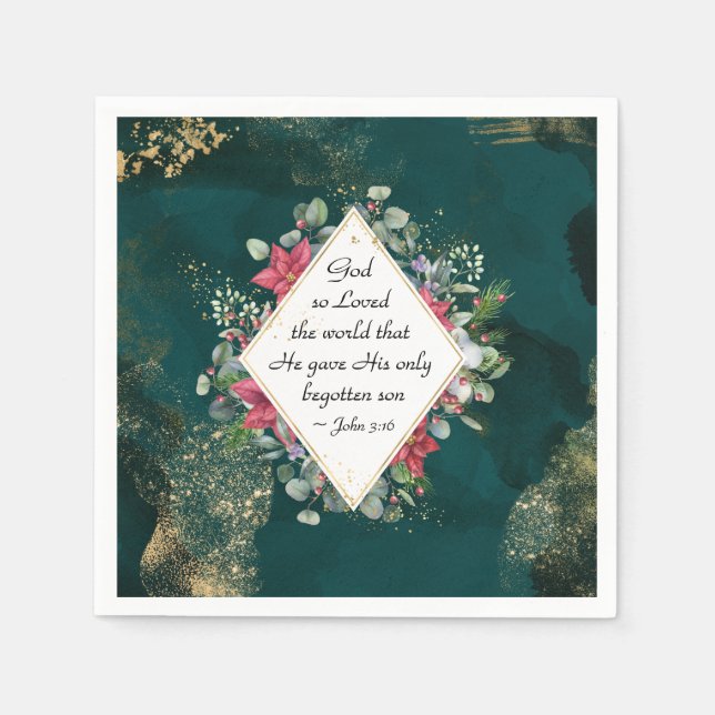 John.3:16 Gott so liebte die Welt, Weihnachten Serviette (Vorderseite)