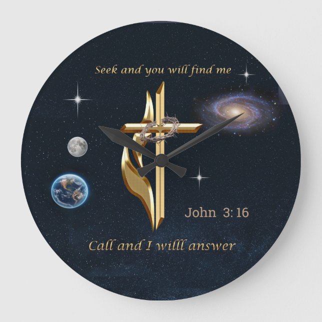 John 3:16     große wanduhr (Vorderseite)
