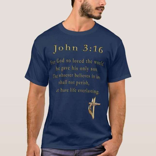 John 3:16 Herren christliche Kleidung T-Shirt (Vorderseite)