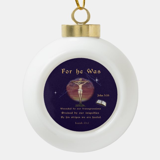 John 3:16 keramik Kugel-Ornament (Vorderseite)