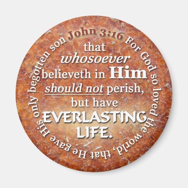 John 3:16 KJV Everlasting Life Bible Verse Quote Magnet (Vorne)