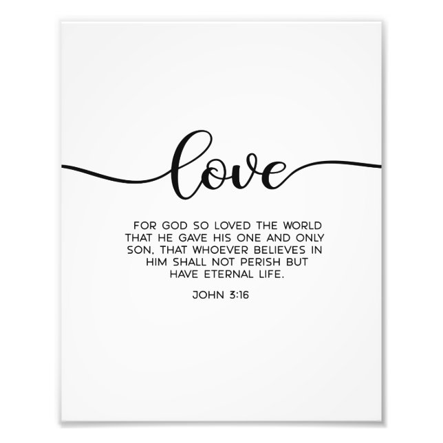 John 3:16, Liebe Bible Verswand Dekor Fotodruck (Vorne)