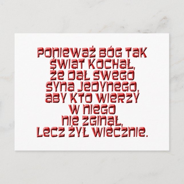 John 3:16 Polnisch Postkarte (Vorderseite)