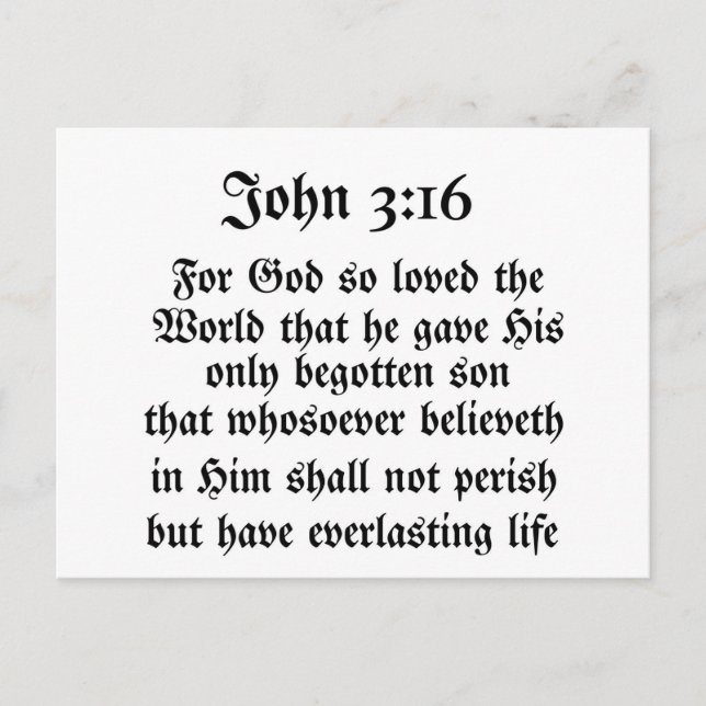 John 3:16 postkarte (Vorderseite)