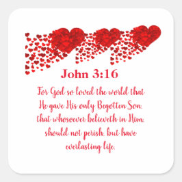John 3:16 quadratischer aufkleber