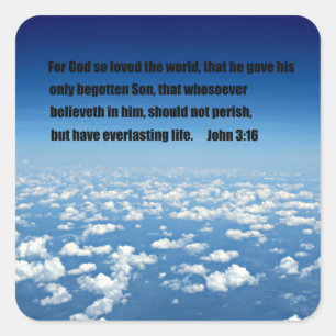John 3:16 quadratischer aufkleber