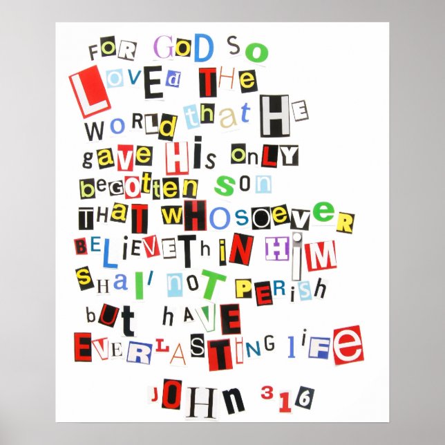 John 3:16 Ransom Note Poster (Vorne)