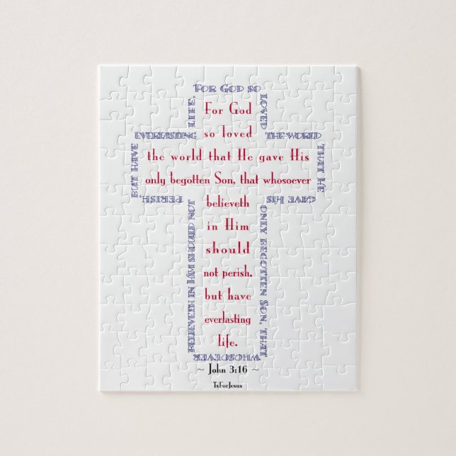 John 3:16 Rotes, Weißes und Blaues Kreuz (Vertikal)