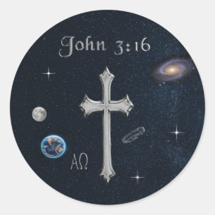 John 3:16 runder aufkleber