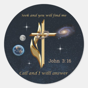 John 3:16    runder aufkleber