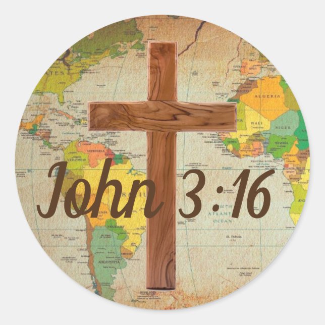 John 3:16 runder aufkleber (Vorderseite)