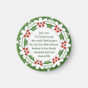 John-3:16 Schrift mit Weihnachtsstechpalme Magnet