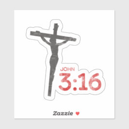 John 3:16 Schrift und Kruzifix Aufkleber