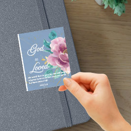 John 3:16 So liebte Blue Floral Bible Verse Aufkleber