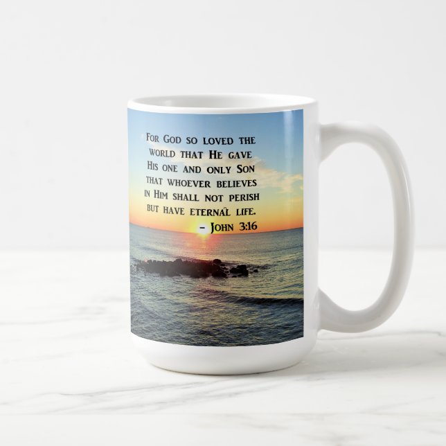 JOHN 3:16 SONNENREISE AM OZEANISCHEN FOTO KAFFEETASSE (Rechts)