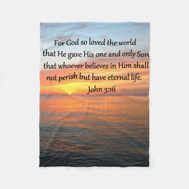 JOHN 3:16 SONNENREISE ÜBER DEM OZEANISCHEN FOTO FLEECEDECKE (Vorderseite)