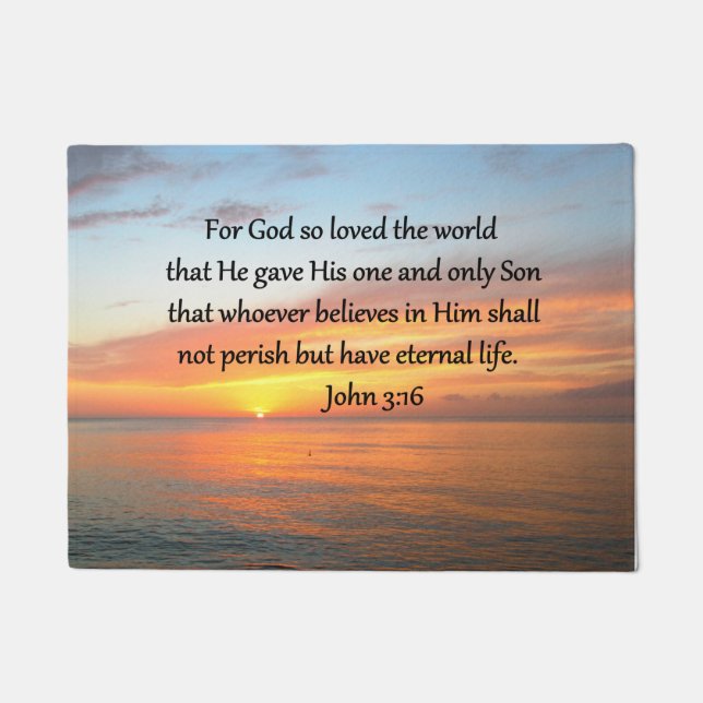 JOHN 3:16 SONNENREISE ÜBER DEM OZEANISCHEN FOTO FUßMATTE (Vorderseite)