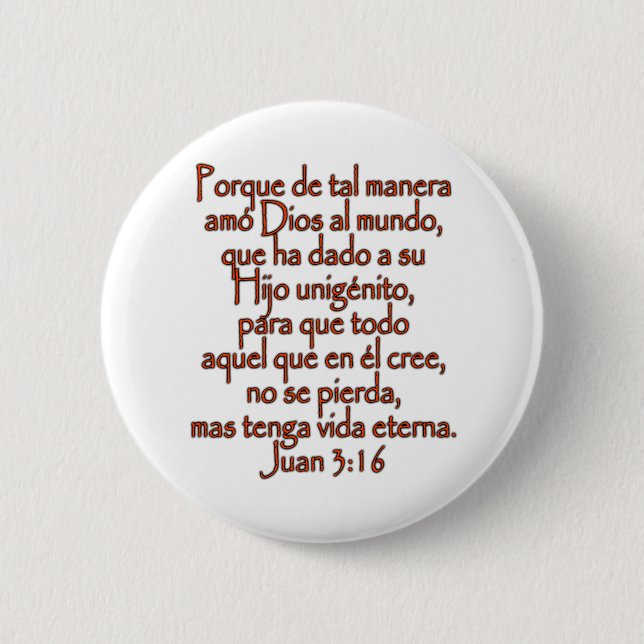 John 3:16 Spanisch Button (Vorderseite)
