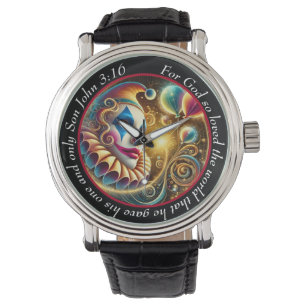John 3:16-Verse Clown-Uhr Freudiger Glaube Armbanduhr