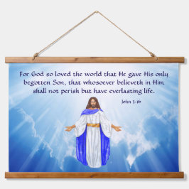 John 3:16 wandteppich mit holzrahmen