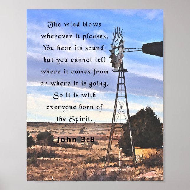 John 3:8, Bibelverse Poster (Vorne)