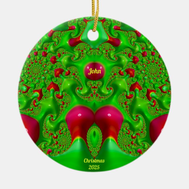 JOHN ~ 3D CHRISTMAS Cerise Green 2025 Keramik Ornament (Vorne)