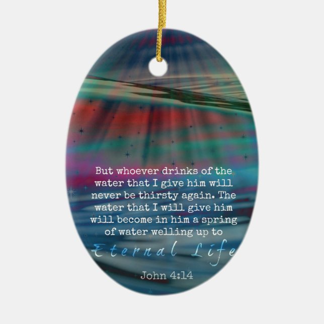 John-4:14 Wasser und Himmel Keramikornament (Vorne)