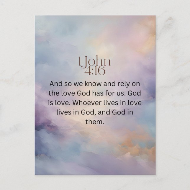 John 4:16 Bibelverse über Wasserfarbdesign Postkarte (Vorderseite)